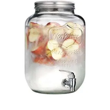 Circleware 06900 Sun Tea Mason Jar Glass Beverage Dispenser with Metal Lid Glassware For Water, Juice, Beer, Wine, Liquor, Kombucha Iced Punch and Best Cold Drinks, Classic, Yorkshire Huge 2 Gallon