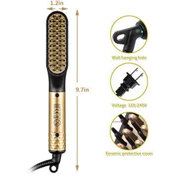 TFS Heated Beard Straightener Brush - 2 In 1 Grooming Tool