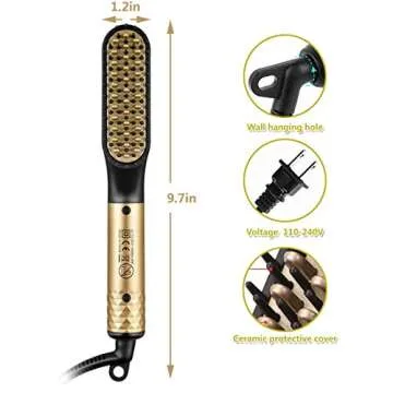 TFS Heated Beard Straightener Brush - 2 In 1 Grooming Tool