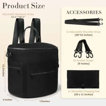 miss fong Neoprene Diaper Bag - Baby Diaper Bag,Large Capacity Neoprene Backpack with Changing Pad Travel Diaper Backpack Tote Backpack with 16 Pockets for Mom & Dad