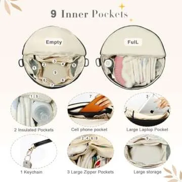 miss fong Neoprene Diaper Bag - Baby Diaper Bag,Large Capacity Neoprene Backpack with Changing Pad Travel Diaper Backpack Tote Backpack with 16 Pockets for Mom & Dad