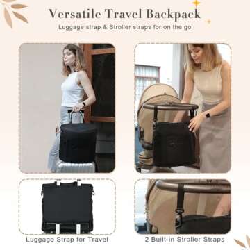 miss fong Neoprene Diaper Bag - Baby Diaper Bag,Large Capacity Neoprene Backpack with Changing Pad Travel Diaper Backpack Tote Backpack with 16 Pockets for Mom & Dad