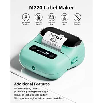 Phomemo M220 Label Maker, New Flagship 3.14 Inch Bluetooth Thermal Label Printer for Barcode, Addres...