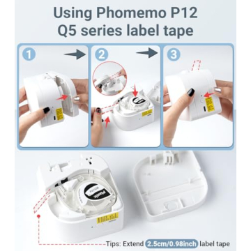 Phomemo P12 Bluetooth Label Maker Portable Inkless Thermal Printer