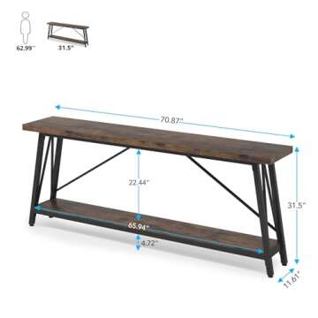 Tribesigns 70.9 Inches Extra Long Sofa Table Behind Couch, Industrial Entry Console Table for Hallwa...