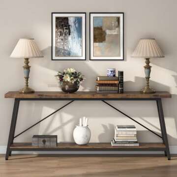 Tribesigns 70.9 Inches Extra Long Sofa Table Behind Couch, Industrial Entry Console Table for Hallway, Entryway & Living Room, Dark Brown