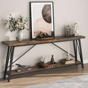 Tribesigns 70.9 Inches Extra Long Sofa Table Behind Couch, Industrial Entry Console Table for Hallway, Entryway & Living Room, Dark Brown