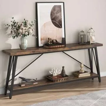 Tribesigns 70.9 Inches Extra Long Sofa Table Behind Couch, Industrial Entry Console Table for Hallway, Entryway & Living Room, Dark Brown