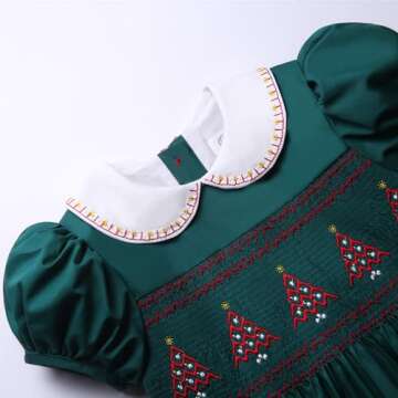 Maoluo Vintage Girl Christmas Winter Red Smocked Dress Size 2 3 4 5 6 8 10 12 Years Toddler Kids Birthday Smock Clothes