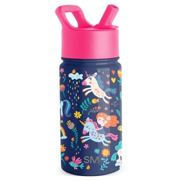 Simple Modern Kids Water Bottle with Straw Lid - 14oz Insulated Unicorn Rainbow Tumbler