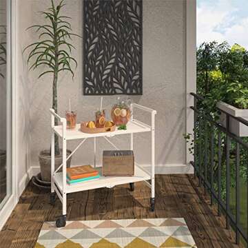 COSCO Outdoor Living™ Outdoor and Indoor Folding Serving Cart with Wheels and 2 Shelves, White
