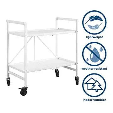 COSCO Folding Serving Cart with Wheels - Stylish & Functional