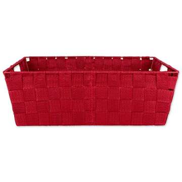 DII Woven Nylon Trapezoid Storage Bin, for Home, Office, Closets, & Everyday Storage Needs, Red, Tray