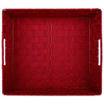 DII Woven Nylon Trapezoid Storage Bin, for Home, Office, Closets, & Everyday Storage Needs, Red, Tray
