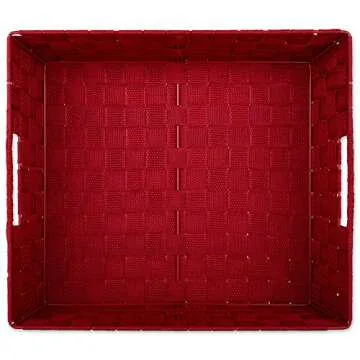 DII Woven Nylon Trapezoid Storage Bin, for Home, Office, Closets, & Everyday Storage Needs, Red, Tray