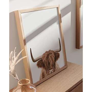 HAUS AND HUES Highland Cow Wall Art - Highland Cow Print and Bull Wall Art Cow Wall Decor Cow Pictures Wall Decor | Farmhouse Pictures Cow Print Black Animal Bull Pictures (Unframed, 12x16)