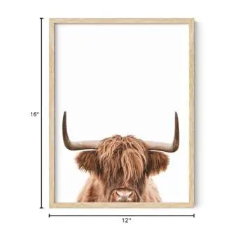 HAUS AND HUES Highland Cow Wall Art - Highland Cow Print and Bull Wall Art Cow Wall Decor Cow Pictures Wall Decor | Farmhouse Pictures Cow Print Black Animal Bull Pictures (Unframed, 12x16)