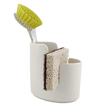 Scarlettwares Kitchen Sink Caddy Dish Sponge Holder - Elegant Ceramic White Farmhouse Design