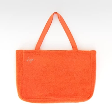 Luzia Cotton Terry Tote Bag - Everyday Use - Extra Large, Reversible, Shoulder Bag - Made of Luxuriously Soft Premium Cotton (Living Coral)