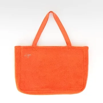 Luzia Cotton Terry Tote Bag - Everyday Use - Extra Large, Reversible, Shoulder Bag - Made of Luxuriously Soft Premium Cotton (Living Coral)