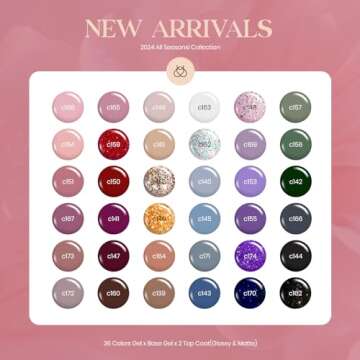 Beetles Gel Nail Polish Set, 36 Colors Valentines Gel Nail Polish Kit Neutral Pink Red Blue Green Br...