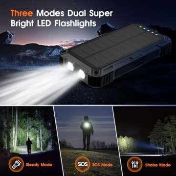 BLASOUL Solar Charger 49800mAh Power Bank - Wireless Portable Phone Charger with 4 Built-in Cable,22.5W Fast Charging Battery Pack USB C in/Output for All Cell Phone iPhone,Galaxy,Android,Etc(Black)