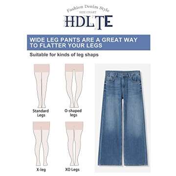 HDLTE Women Baggy Wide Leg Ripped Jeans - Light Blue Fashion