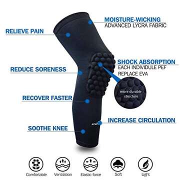 COOLOMG Basketball Knee Pads for Kids Youth Compression Knee Pads Long Leg Sleeves Volleyball Football Baseball Wrestling Running Camo Gray S