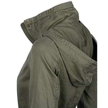 Auliné Women's Lightweight Military Hoodie Jacket - Olive Green