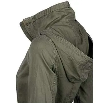 Auliné Women's Lightweight Military Hoodie Jacket - Olive Green