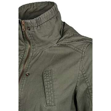 Auliné Women's Lightweight Military Hoodie Jacket - Olive Green