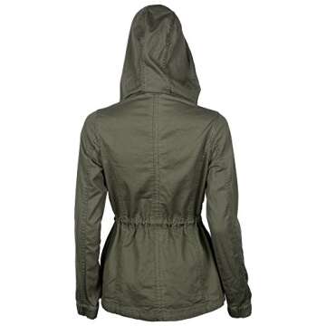 Auliné Women's Lightweight Military Hoodie Jacket - Olive Green