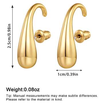NEPULOY Gold Teardrop Hoop Earrings for Women Chunky Thick Gold Earrings Polished Droplet Earrings (Waterdrop C)