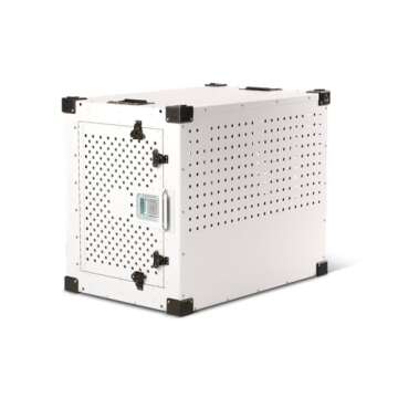 Impact Indestructible High Anxiety Crate for Intermediate Dogs - Heavy Duty Escape Proof Indoor Dog Kennel with Powder-Coated Aluminum - Ideal for Escape Artists (White, 34" (34.5" L x 23" W x 29" H)