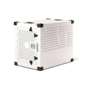 Impact Indestructible High Anxiety Crate for Intermediate Dogs - Heavy Duty Escape Proof Indoor Dog Kennel with Powder-Coated Aluminum - Ideal for Escape Artists (White, 34" (34.5" L x 23" W x 29" H)