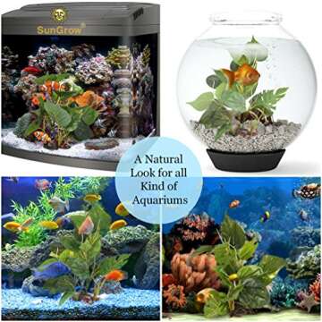 SunGrow Plastic Leaf Plant, Heavy-Duty Ceramic Base, Hiding Spot for Fish, Betta, Angelfish, Gold Fish, Frog, Python, Reptiles, Amphibians (10 Inches, 1 Count)