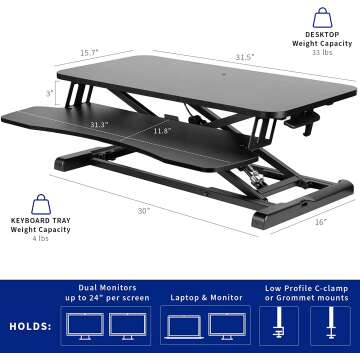 VIVO 32" Adjustable Sit to Stand Desk Converter