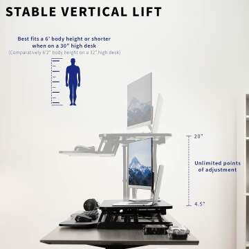 VIVO 32" Adjustable Sit to Stand Desk Converter