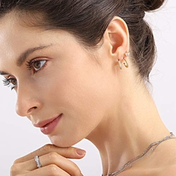 Wowshow Small Half Hoop Stud Earrings with Cubic Zirconia