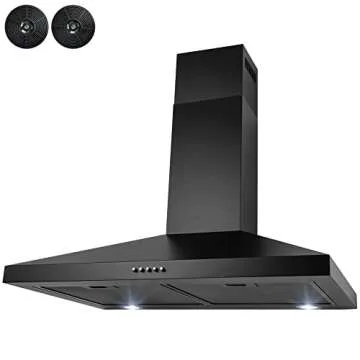 AKDY 30 in. Convertible Kitchen Wall Mount Range Hood with Carbon Filters in Black Painted Stainless Steel