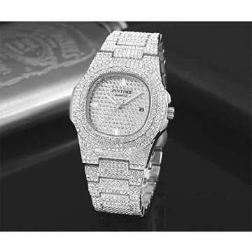 Affordable PINTIME Diamond Iced Bling Watch for Everyone