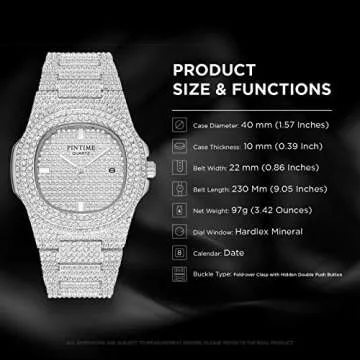 Affordable PINTIME Diamond Iced Bling Watch for Everyone