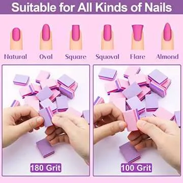 CGBE Nail Buffer, Buffer Block Nail File 100/180 Grit, Mini Nail Buffers Block Sponge Double Sided Nail File for Acrylic Nails Manicure Tools 50PCS (Pink-Purple)
