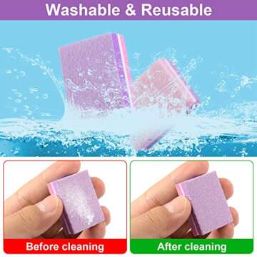 CGBE Nail Buffer, Buffer Block Nail File 100/180 Grit, Mini Nail Buffers Block Sponge Double Sided Nail File for Acrylic Nails Manicure Tools 50PCS (Pink-Purple)