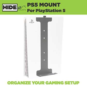 HIDEit Mounts - Wall Mount & Controller Bundle for PS5 - Includes Steel Wall Mount & Rubber Dipped Controller Holder - Patented Wall Mount for PlayStation 5 Disc & Digital - Not PS5 Slim Compatible