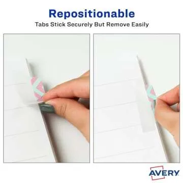 Avery Margin Ultra Tabs, 2.5" x 1", Assorted Color Geometric Designs, 24 Repositionable Page Tabs (74897)
