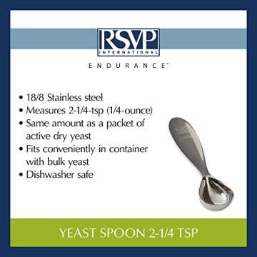 RSVP International Endurance Kitchen Collection Measuring Tools, Dishwasher Safe, Yeast, 2.25-Teaspoons, Stainless Steel