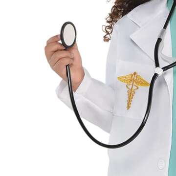 Amscan Doctor Costume for Kids - Small (4-6) 6 Pc. - Includes Lab Coat, Shirt, Pants, Cap, Stethoscope & Badge - Unique & Fun Hospital Roleplay, Perfect for Kids Imaginative Play