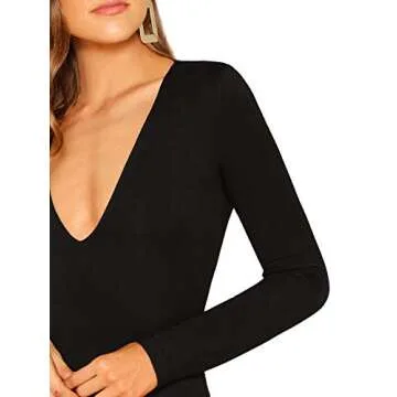Stylish Verdusa Women's V Neck Long Sleeve Bodysuit