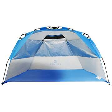 G4Free Easy Set up Beach Tent Pop up Sun Shelter UV Protection Beach Shade for Baby Kids,4 Persons L...